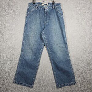 Vintage Express Jeans Mens Size 33x30 Indigo Wide Leg Baggy Fit Work Wear Y2K